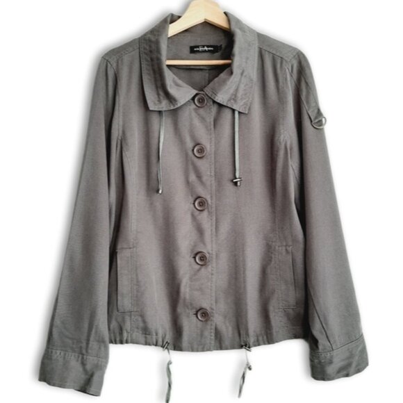 ERIC ALEXANDRE Lyocel Tencel Button Down Front Jacket Gray Sz 12 Flawed - Picture 1 of 13